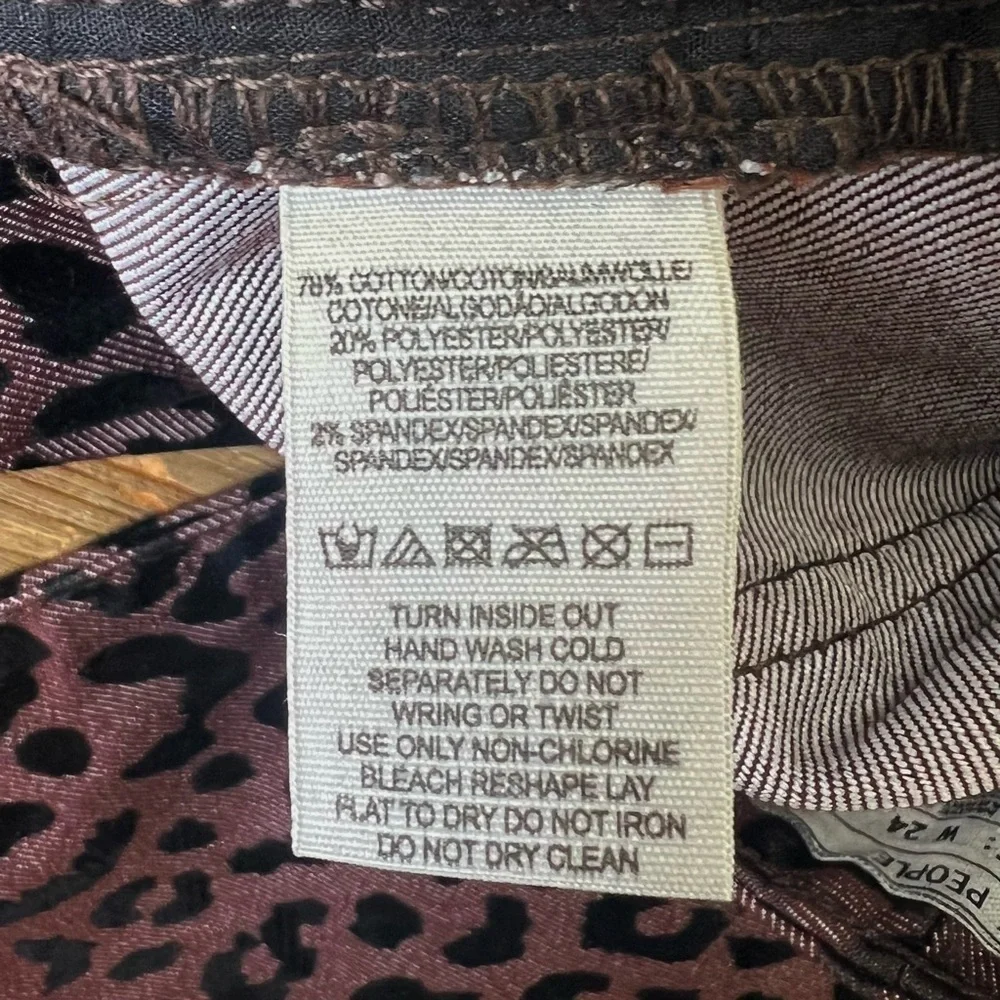 Free People Flocked Leopard Skinny Ankle Jeans